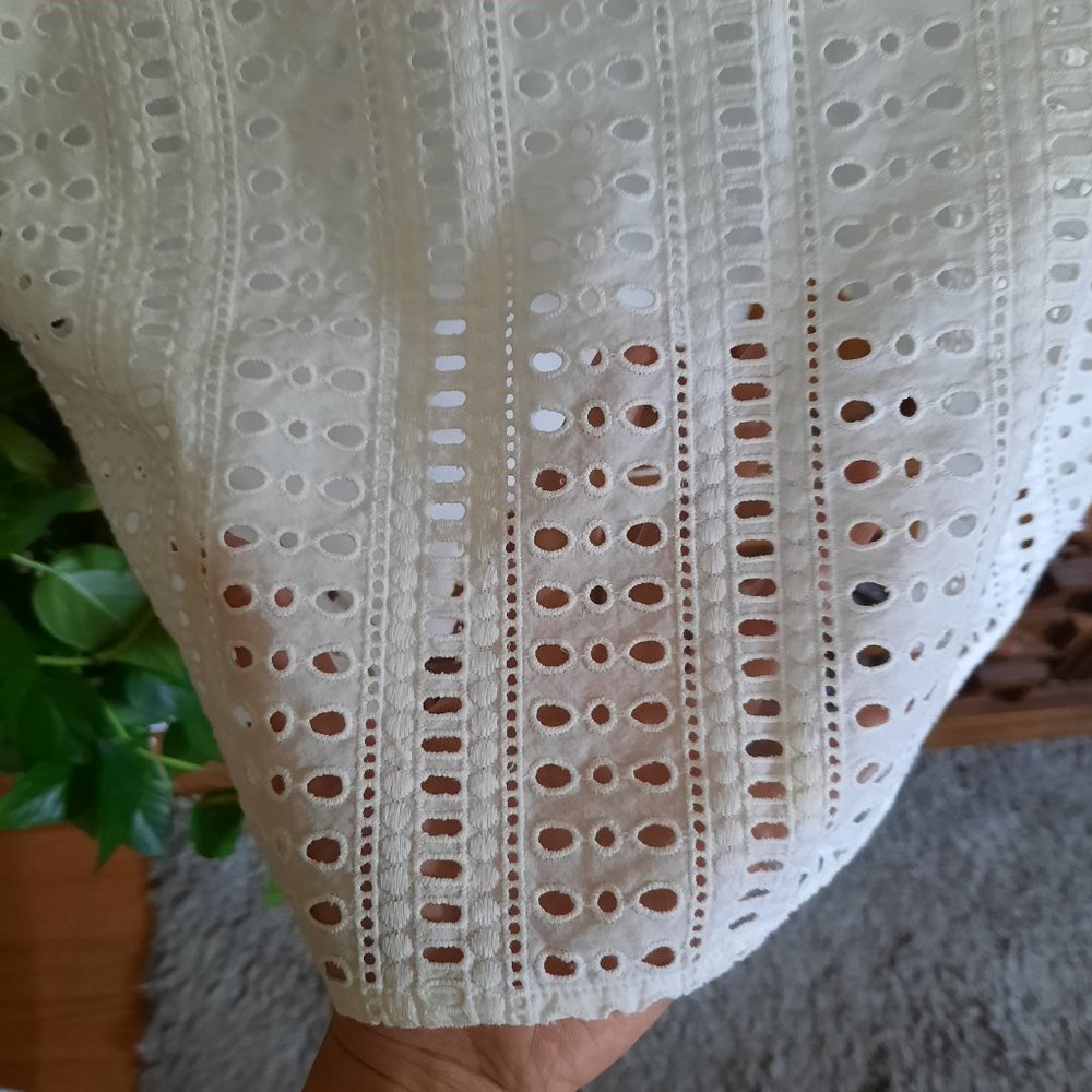 MADEWELL White Eyelet Trail Mini Sleeveless Sheath Dress with Pockets! - 6 - Picture 7 of 16